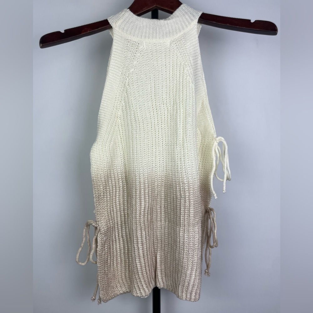Amaryllis White Tan Dip Dyed Sandpiper Coastal Ombré Knit Tank Top Size XS - Picture 7 of 8